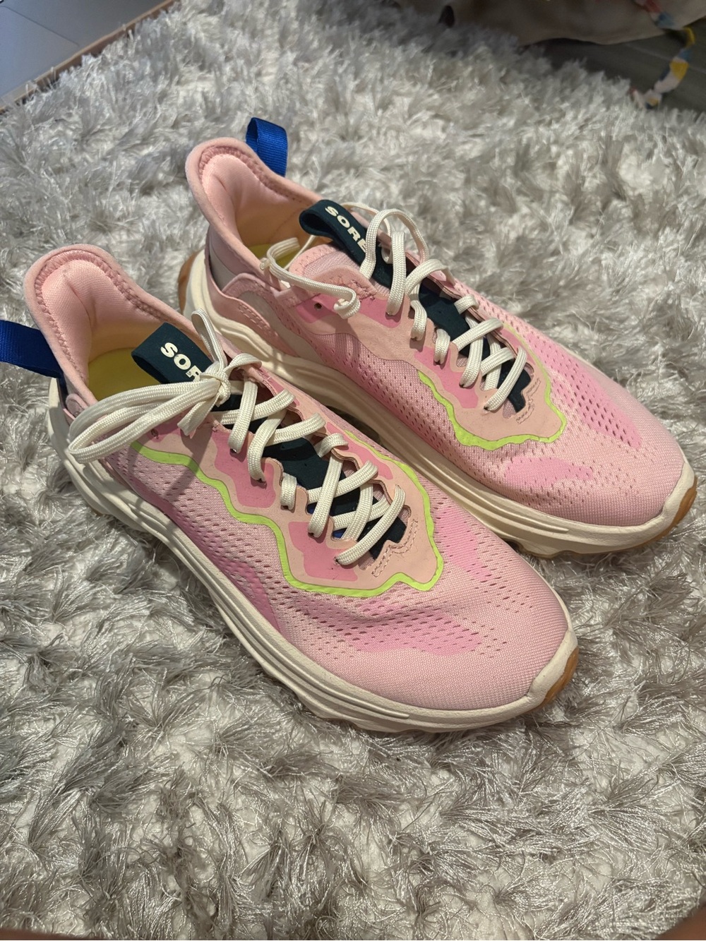 Sorel Pink and Lime Women's Athletic Lace-Up Sneakers